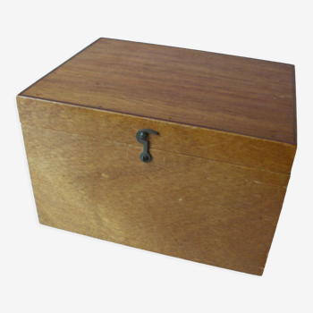 Ancienne boîte à fiche coffret de rangement en bois 21 cm