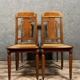 Krieger Paris: series of 4 Louis XVI chairs in burl, rosewood and walnut circa 1880