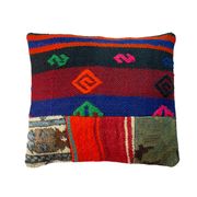 Housse de coussin kilim patchwork turc vintage, 43 x 37 cm