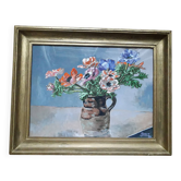 Tableau ancien représentant un bouquet d'anémones