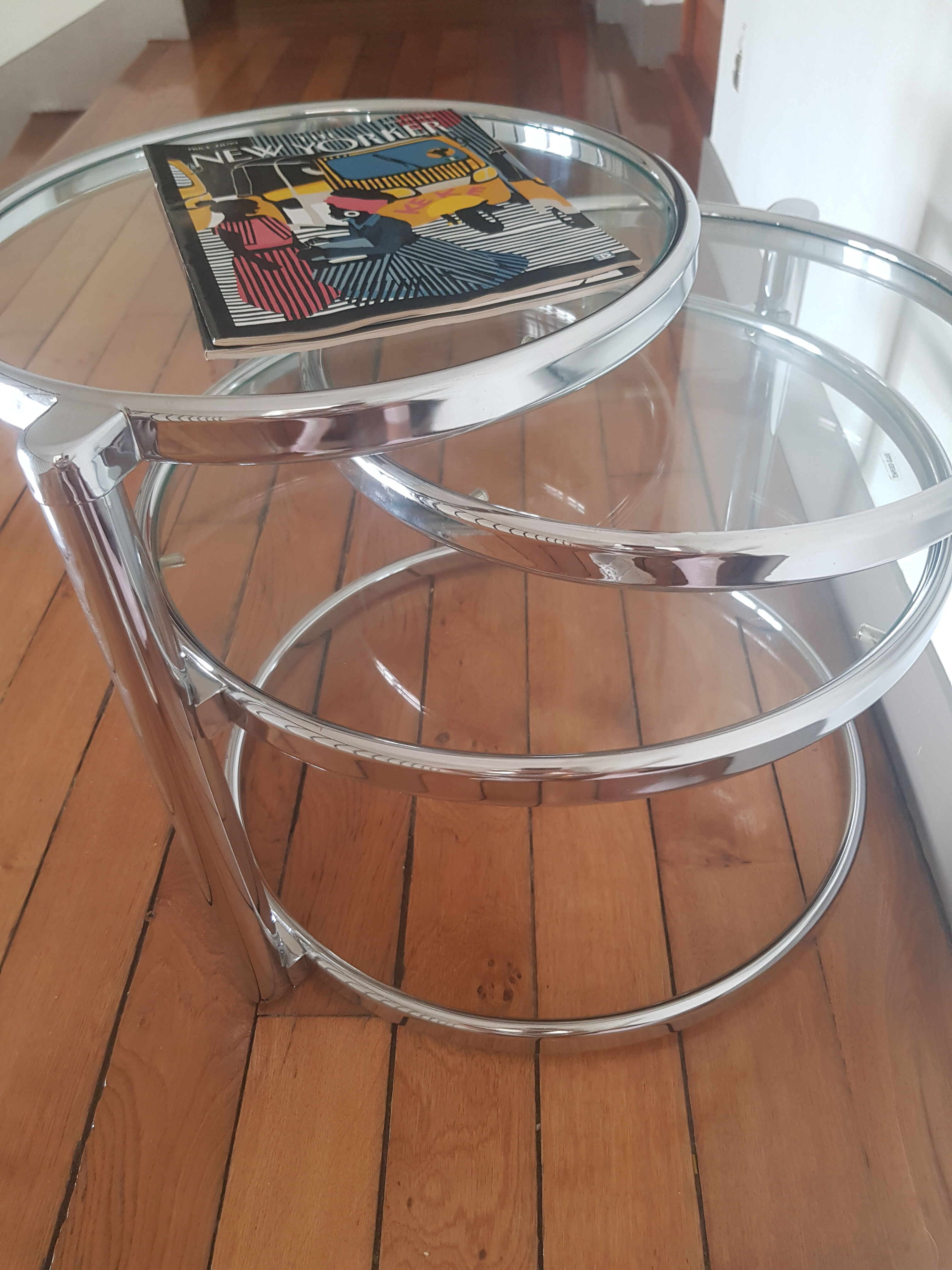 Glass and chrome coffee table