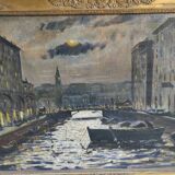 Painting venice by night oil on canvas j peters xixth century