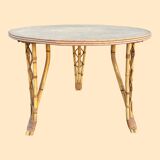 Bamboo and rattan table attributed to Audoux Minet