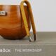Carl Aubock sugar bowl & tongs, walnut, nickel, cane, no. 3536, 1940s