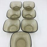 Set of 7 ramekins in smoked glass