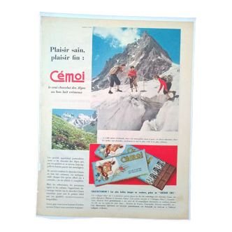 Publicité papier Cémoi  chocolat  issue d'une revue d'époque
