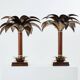 Maison Jansen style pair of bronze mahogany palm tree lamps 1960s