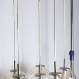 Lustre cascade à 6 gouttes d'eau en verre fumé léger 1960