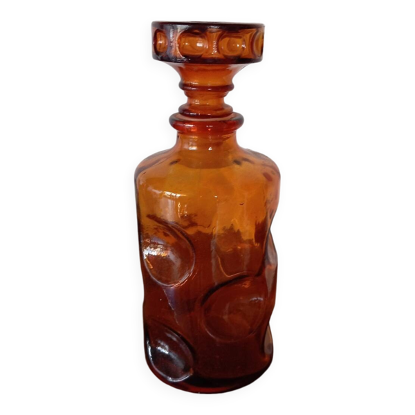 Bouteille carafe verre fumé année 70