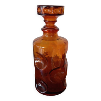 Smoked glass carafe bottle from the 70s