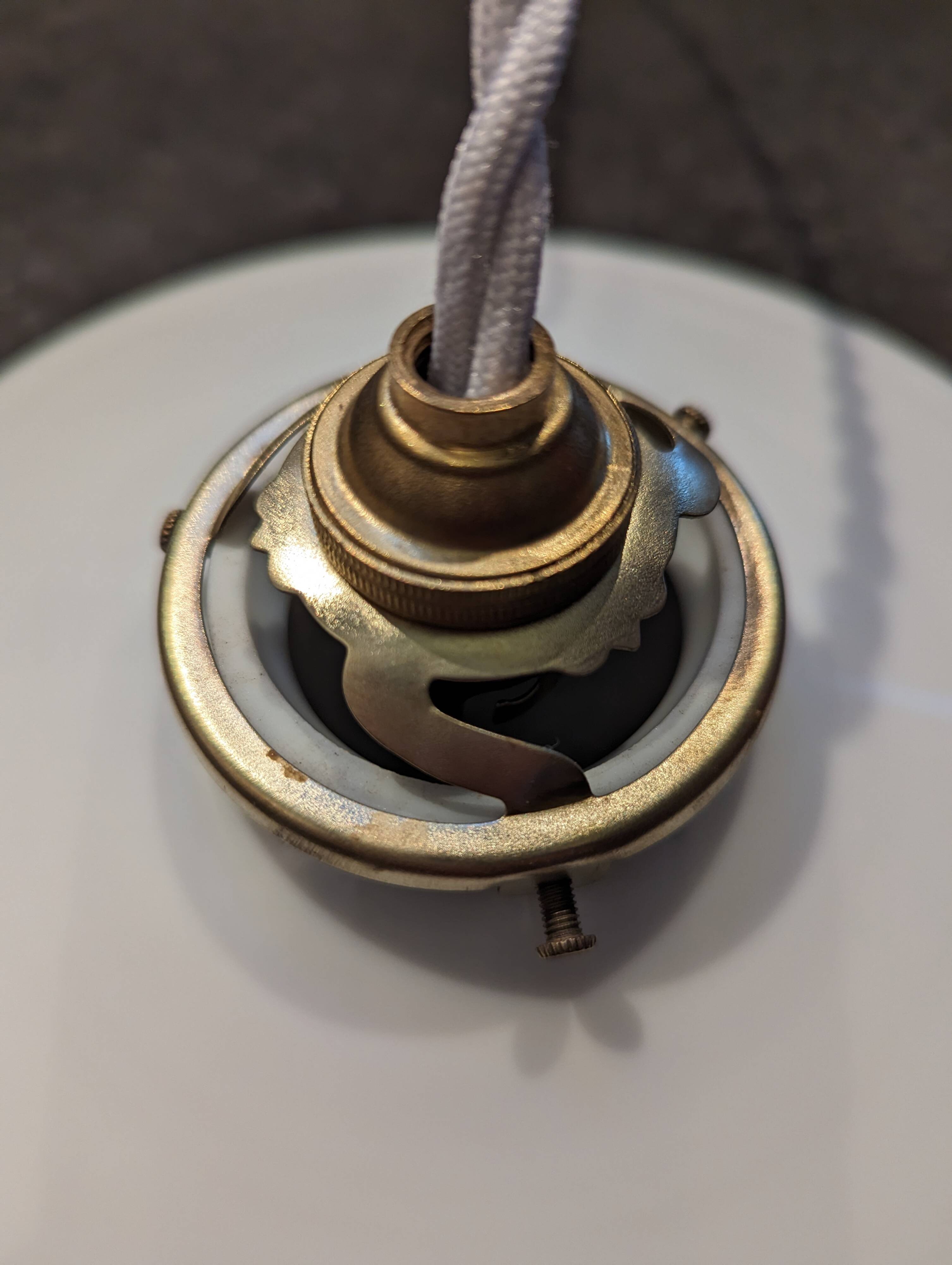 White opaline pendant light, 1930