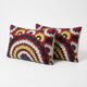 Set of 2 vintage embroidered cushion covers 46x81 cm