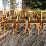 10 baumann chairs no. 12 black faux leather light beech