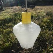 white and yellow vintage textured glass pendant lamp 50s