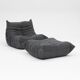 Togo lounge chair and pouf in black fabric by Michel Ducaroy for Ligne Roset, 1973, set of 2