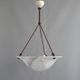 Large Art Deco marbled glass pendant light with rope suspension, 1940s-1960s