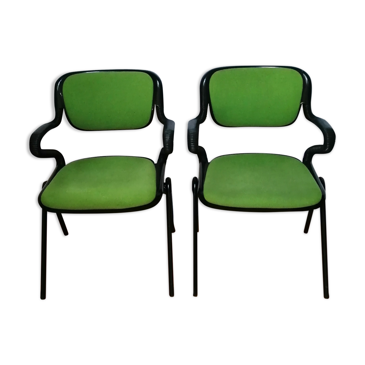 Pair of green armchairs Models Vertebra by Giancarlo Piretti for Castelli 1976