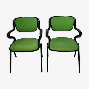 Pair of green armchairs Models Vertebra by Giancarlo Piretti for Castelli 1976