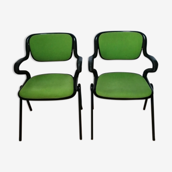 Paire de fauteuils vert modèles Vertebra de Giancarlo Piretti pour Castelli 1976