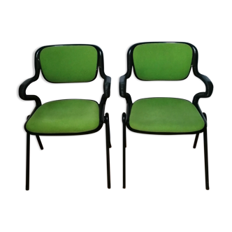 Paire de fauteuils vert modèles Vertebra de Giancarlo Piretti pour Castelli 1976