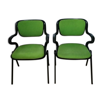 Pair of green armchairs Models Vertebra by Giancarlo Piretti for Castelli 1976