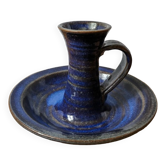 Blue ceramic hand candle holder