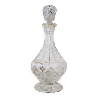 Cut glass liqueur carafe with a faceted stopper