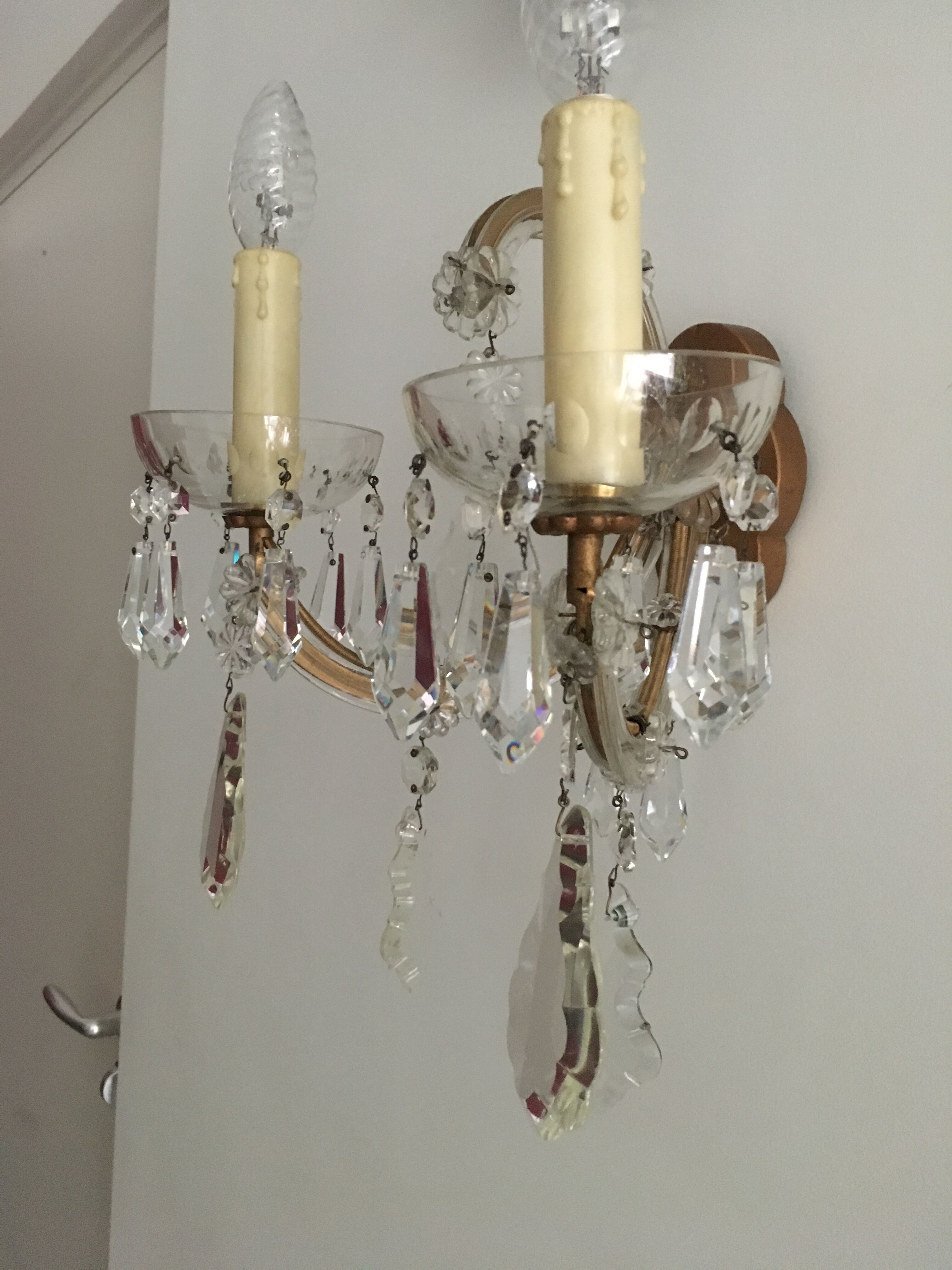 Two-arm crystal light wall light