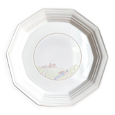Plat rond vintage Niderviller blanc décor champêtre