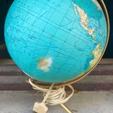 Globe world map old glass light vintage design 1970