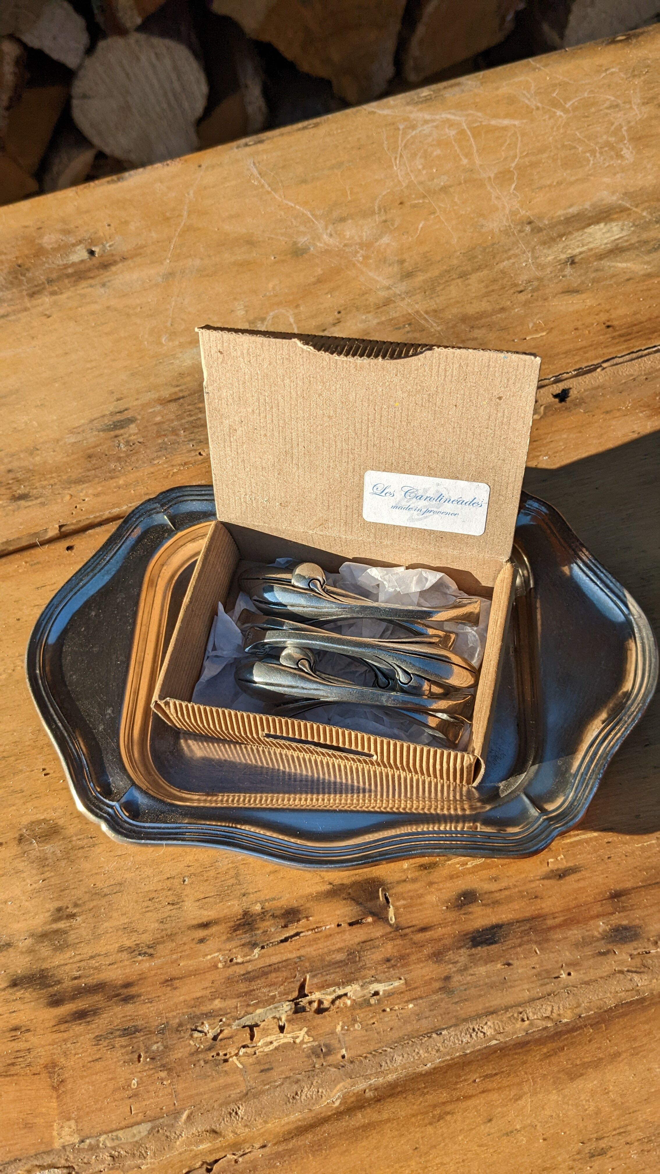 Vintage silver metal knife holders