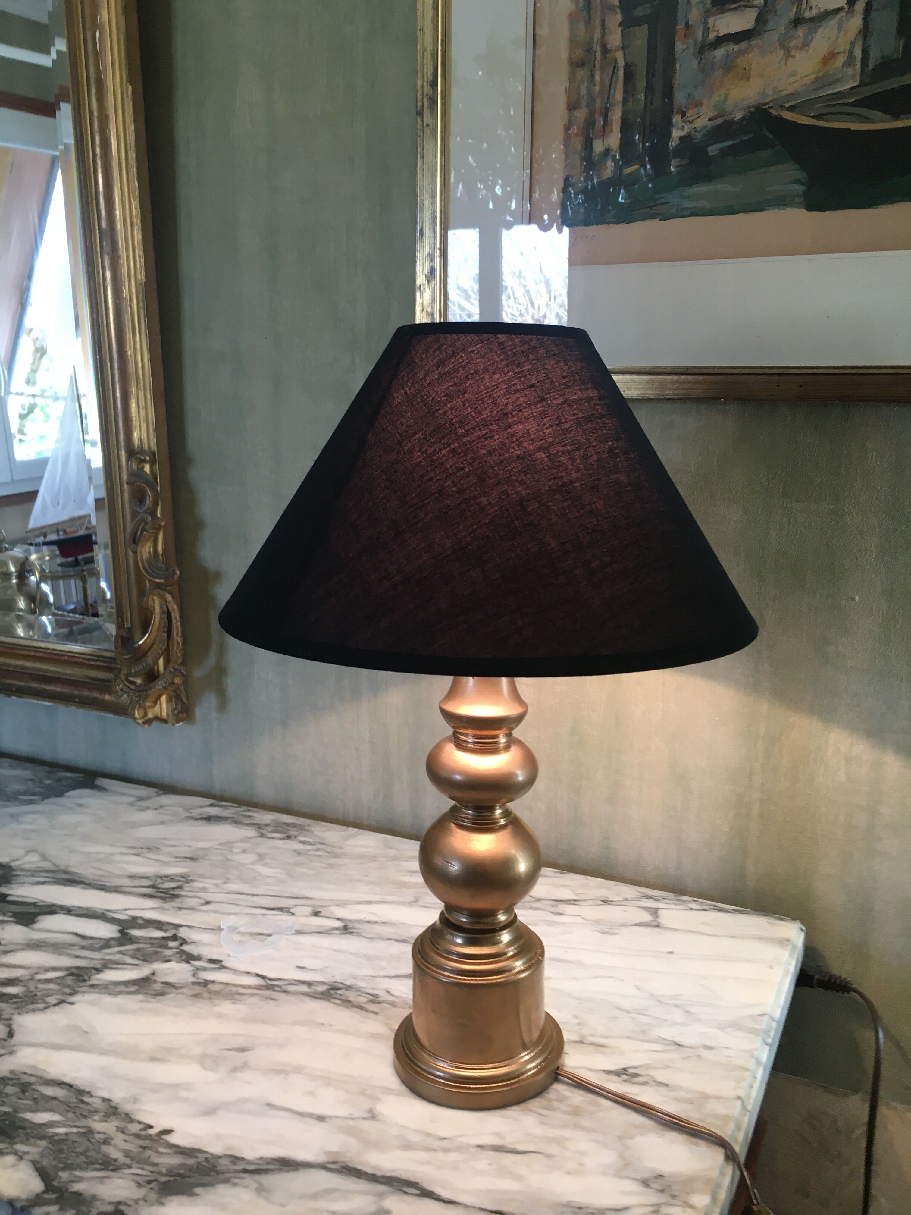 Lampe  en  bois doré années  70/80