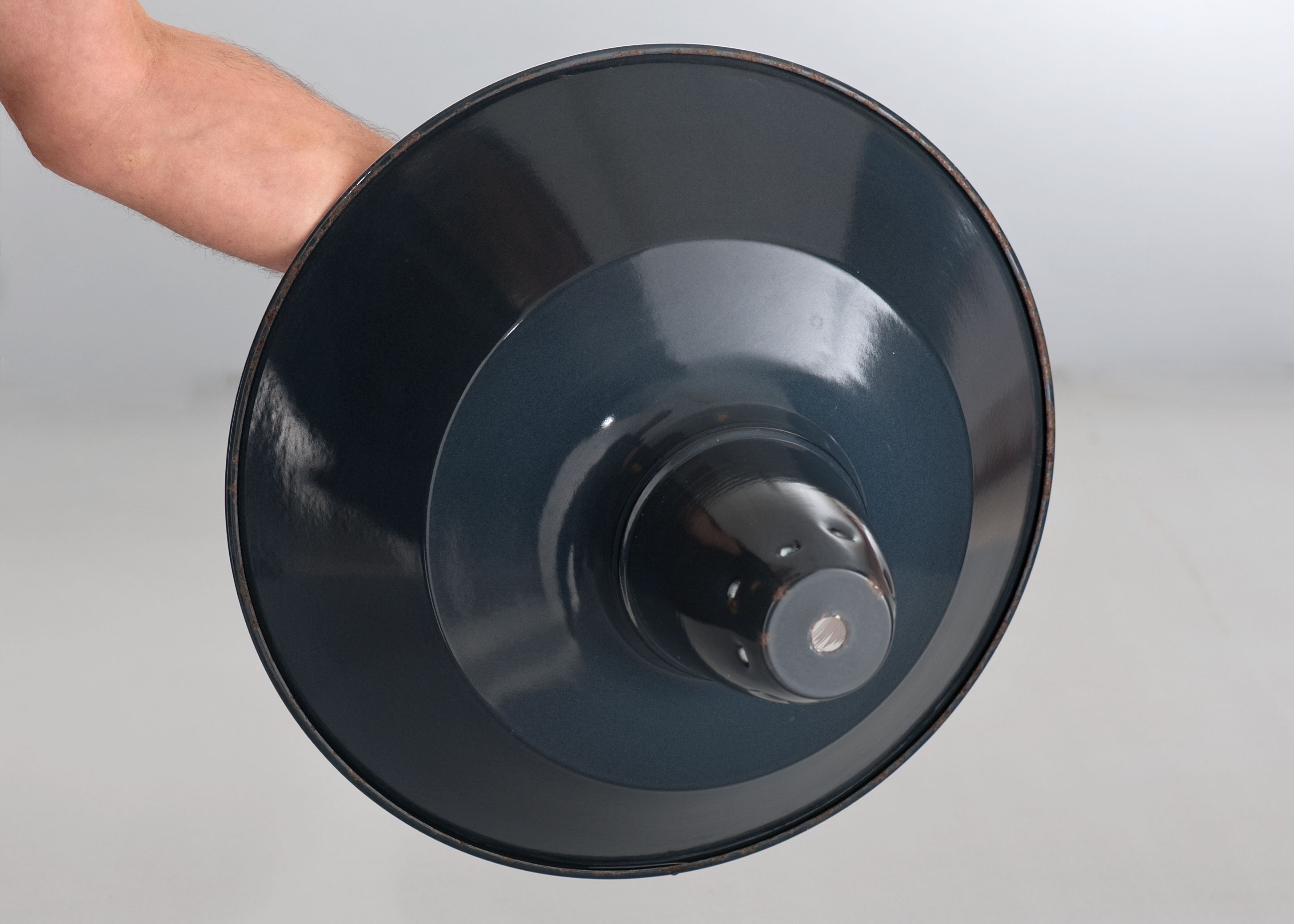 Industrial suspension in enamelled sheet metal anthracite gray 44cm XL 1960