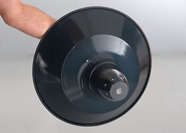 Suspension industrielle en tôle émaillée gris anthracite 44cm XL 1960