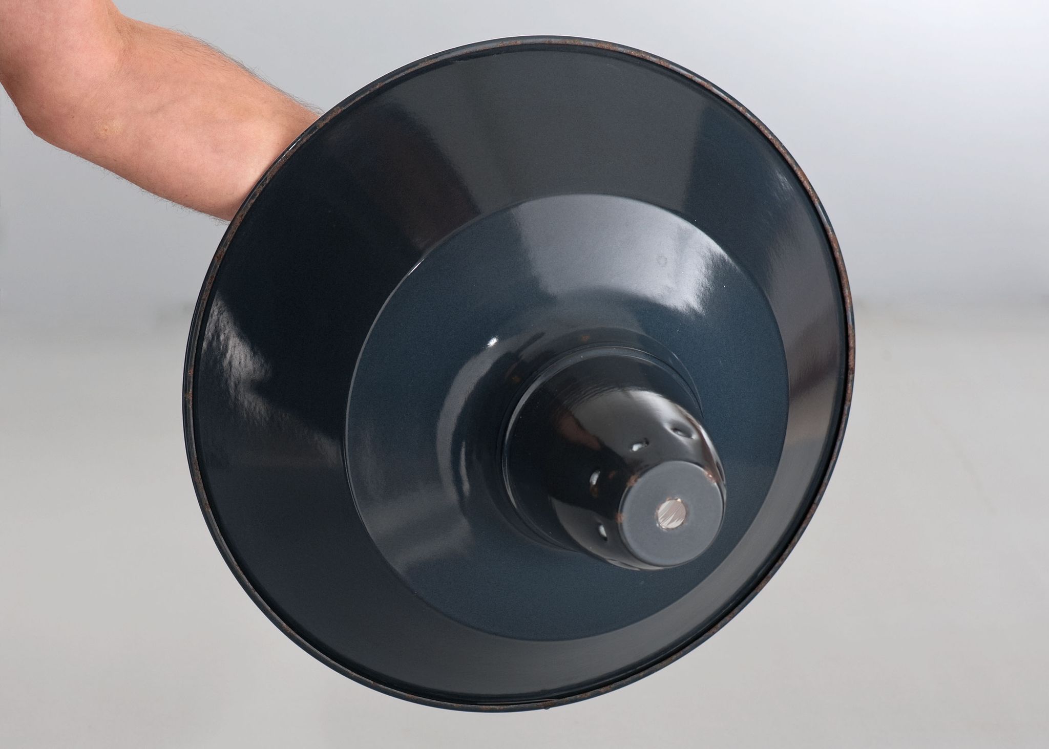 Industrial suspension in enamelled sheet metal anthracite gray 44cm XL 1960