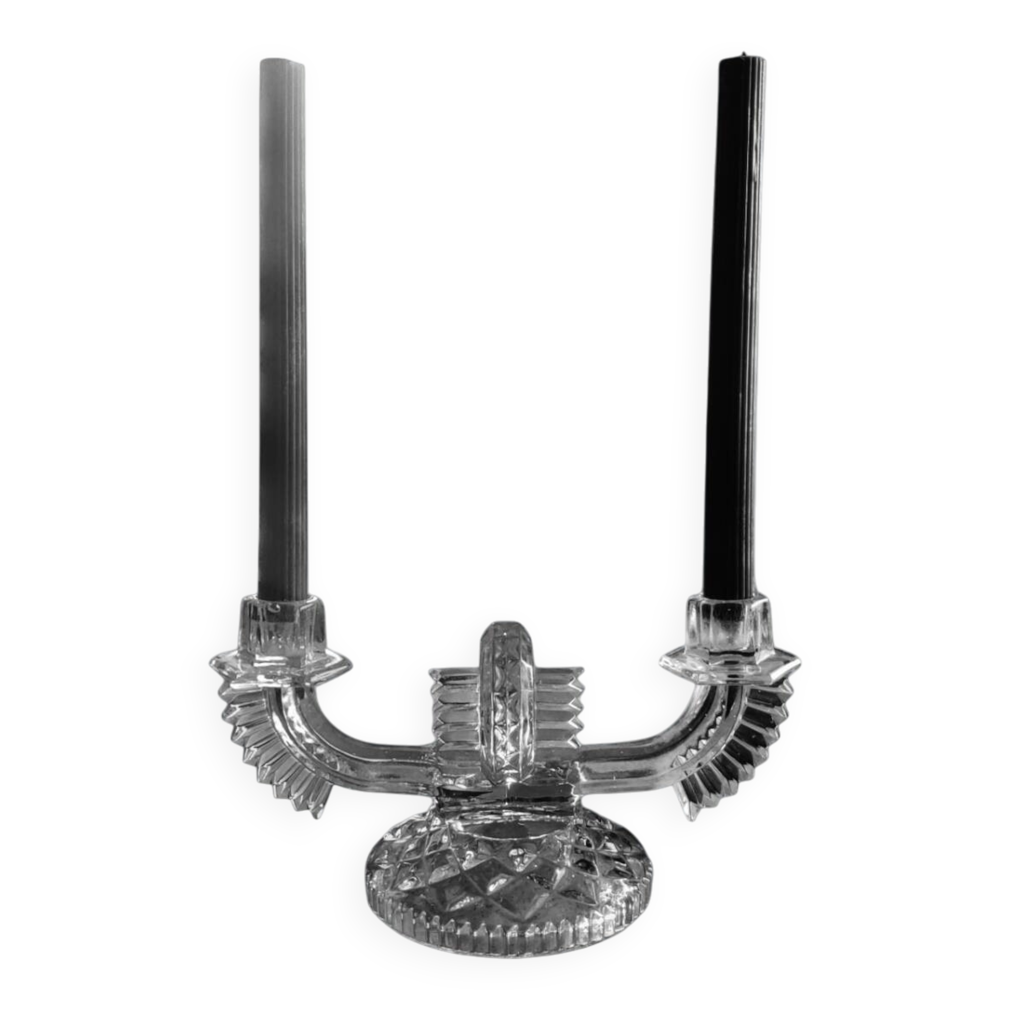 Pair of Art Deco chandeliers, Czechoslovakian glass, 1920-1930.