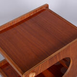 Restored midcentury mahogany trolley, revived polish, czechia, 1960s