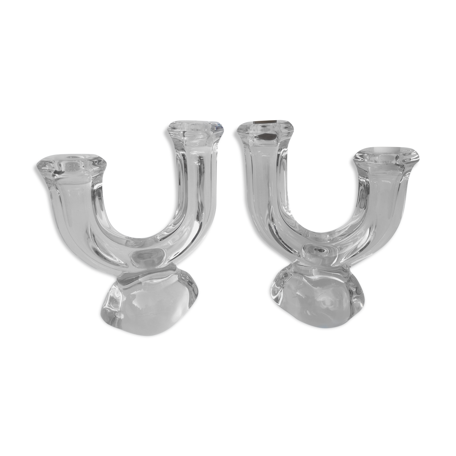Duo of crystal candle holders