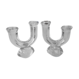 Duo of crystal candle holders
