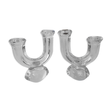Duo de bougeoirs en cristal