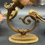 Set of 3 Glass Paste and Brass Wall Lights Signed Vianne Art Nouveau