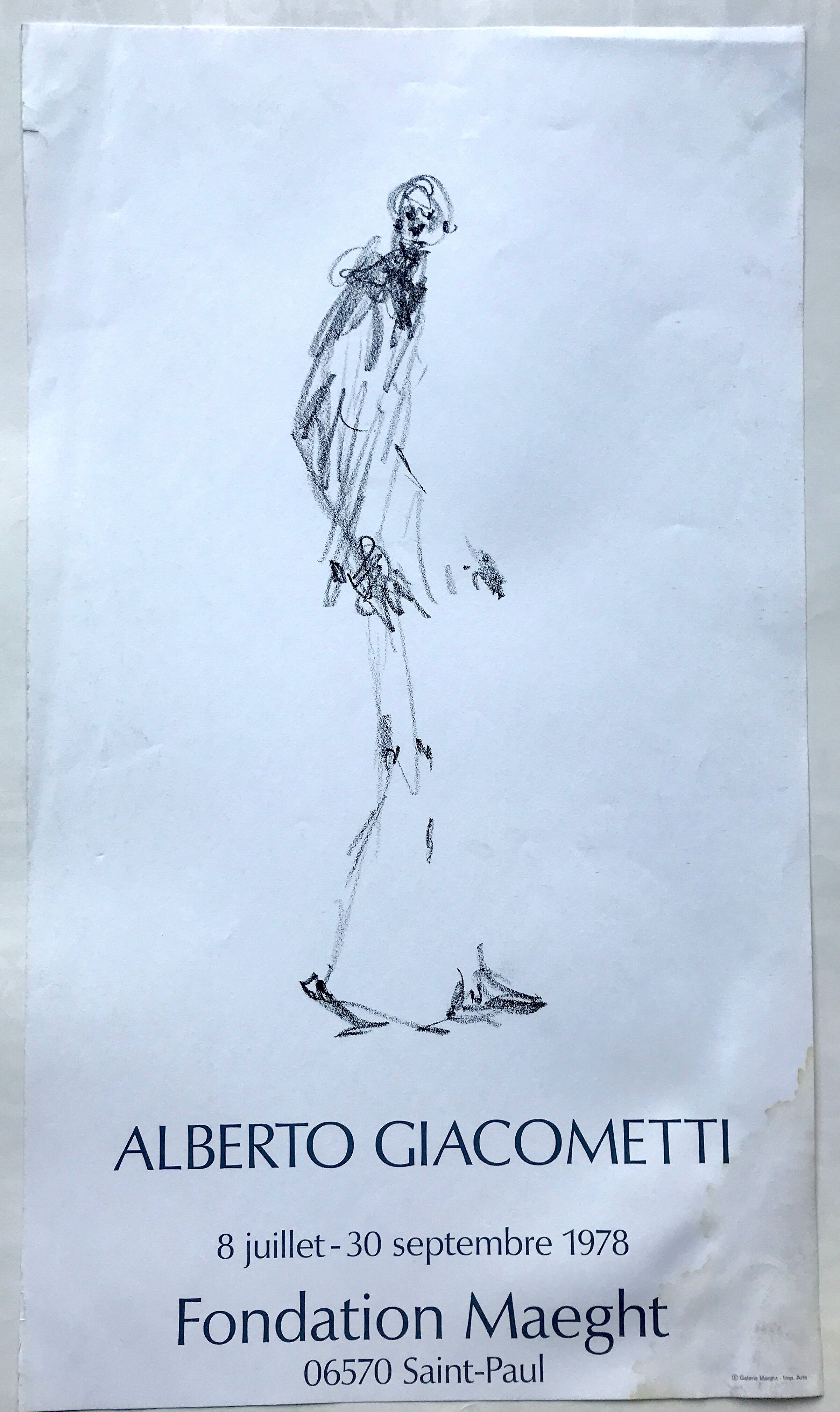 Vintage exhibition poster by Alberto Giacometti, maeght foundation