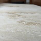 Postmodern octagonal coffee table in Italian travertine, 1970.