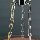 Suspension Art Déco moderniste en verre rose et bronze chromé, par Henry Petitot, 1935