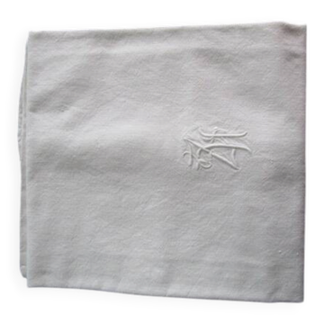 Taie d'oreiller ancienne brodée/monogrammée : 80x80cm