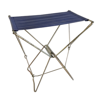 Tabouret nomade pliant de camping bleu