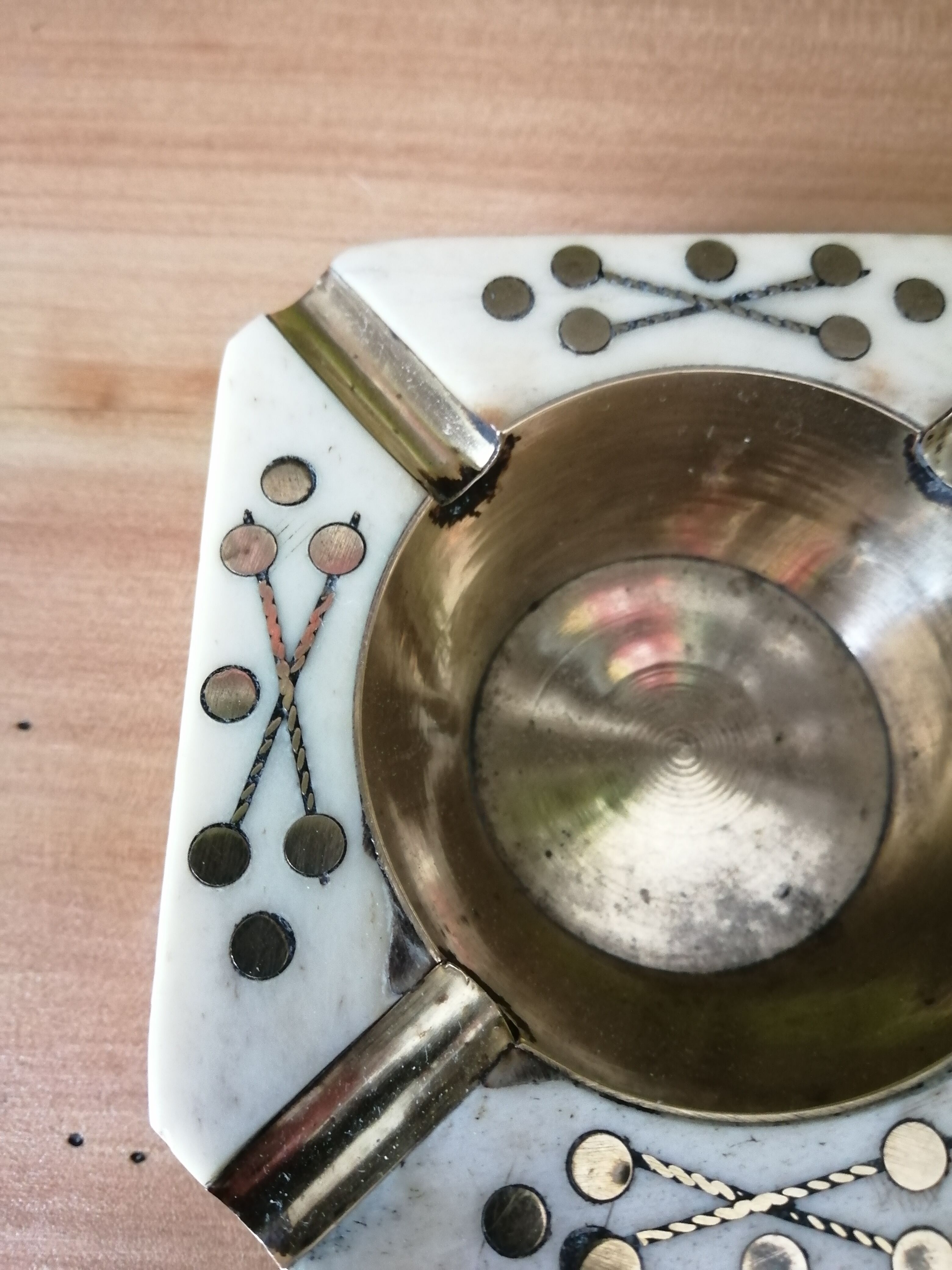 Brass and bone ashtray