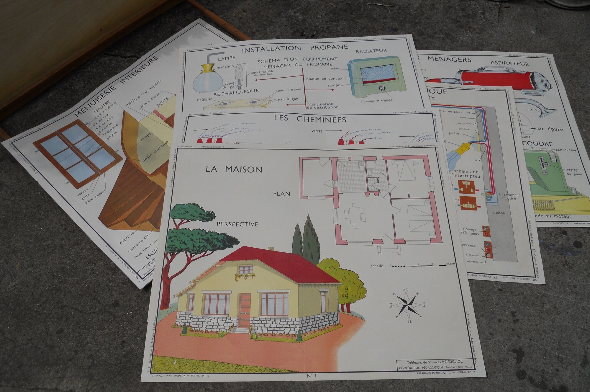 Set of Rossignol school posters about the house