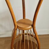 Rattan worker pedestal table from the 1950s