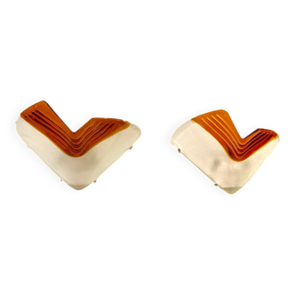 La Murina paire d appliques en verre murano bicolore , Italie 1980
